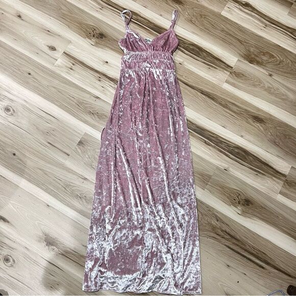 Show Me Your Mumu Aurora Pink Velvet Empire Waist Maxi Dress Women’s XS - Picture 3 of 5